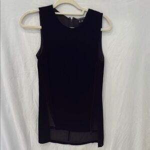 Theory Black Velvet Fitted zip Tank Top sz P/TP